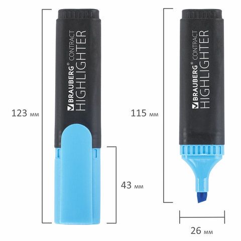 Текстмаркер голубой 1-5мм скошенный наконечник BRAUBERG CONTRACT 1/10