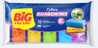 Губка для посуды (5шт) 94х62х35мм Rainbow BIG City 1/30
