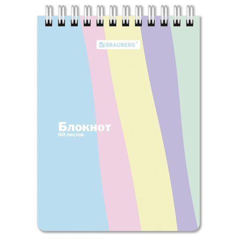 Блокнот 60л А6 110х145мм клетка гребень BRAUBERG Pastel 1/6/72