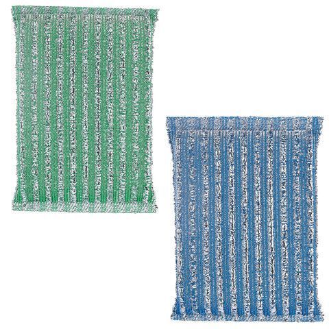 Губка для посуды (2шт) 13x8,5x1,5мм скрабер образив оплетка+ паролон ЛАЙМА 1/144 (Клиент)