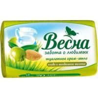 Мыло туалетное 90гр в обертке Весна Олива и миндальное молочко 1/72 Мыло туалетное 90гр в обертке Весна Олива и миндальное молочко 1/72