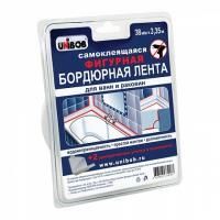 Бордюрная лента 38(19+19мм)х3,35м для ванн и раковин белая UNIBOB 1/6/24