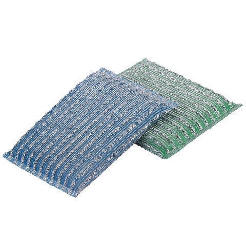 Губка для посуды (2шт) 13x8,5x1,5мм скрабер образив оплетка+ паролон ЛАЙМА 1/144 (Клиент)