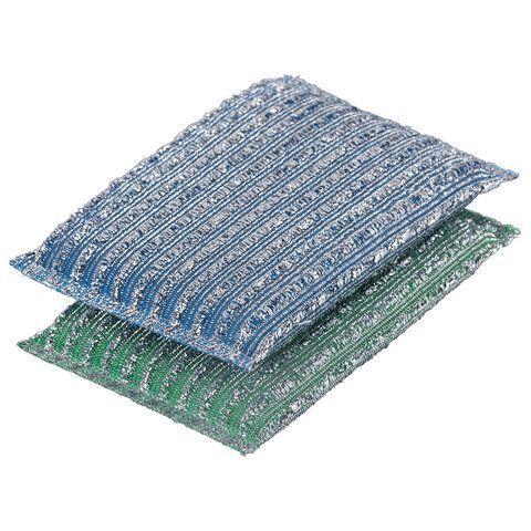 Губка для посуды (2шт) 13x8,5x1,5мм скрабер образив оплетка+ поролон ЛАЙМА 1/144 (Клиент)