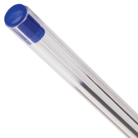 Ручка шариковая синяя узел 1мм линия 0,5мм корпус прозр STAFF Basic BP-01 1/50/2000