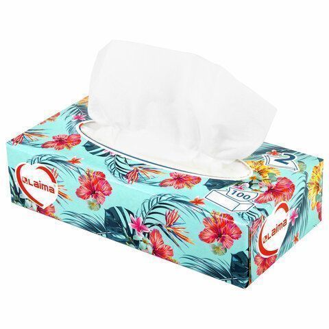 Салфетки косметические 2-сл в короб 20х20см (100шт) в картонном боксе Лайма 1/35 (клиент)