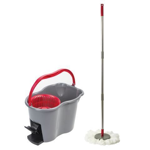 Набор для уборки ведро 14л/7л с отжимом и педалью швабра с круглой насадкой ЛАЙМА 1/4