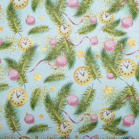 НГ Бумага упаковочная 70х100см ЗОЛОТАЯ СКАЗКА Gold&Green с эффектами ассорти 1/30