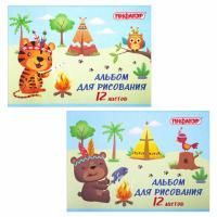 Альбом для рисования 12л А4 на скрепке Пифагор Пикник  1/12/120
