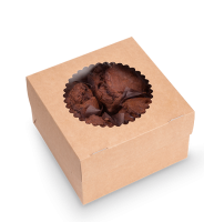 Коробка для капкейков/маффинов с окном 160х160х100мм на 4шт картон OSQ MUF 2 25/175