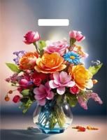 Пакет с вырубной ручкой (31х40)-60 Цветочный коктейль 50/1000