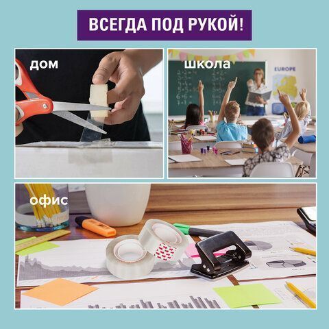 Клейкая лента (скотч) (19х33) прозрачная BRAUBERG комплект 4шт 1/75