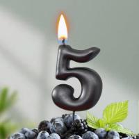 Свеча для торта Мокрый асфальт Цифра 5 1/30