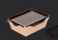 Контейнер салатник 400мл 145х96х45мм крафт вн.черн OSQ OPSALAD 400 BE (крышка 461384) 50/800