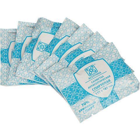 Салфетки влажные саше спиртовые антисепт 135х185мм АСЕПТИКА 1/120 (Клиент)