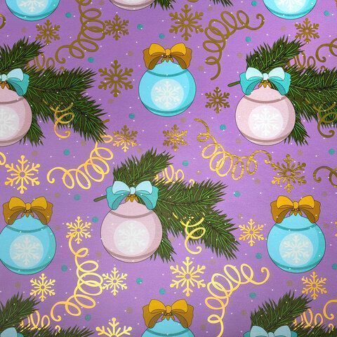 НГ Бумага упаковочная 70х100см ЗОЛОТАЯ СКАЗКА Gold&Green с эффектами ассорти 1/30