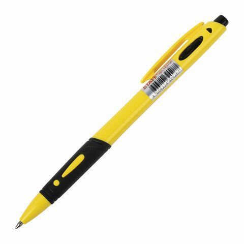 Ручка шариковая автоматическая с грипом STAFF College BP-16 Neon, СИНЯЯ, ассорти, 0,35 мм, 143750