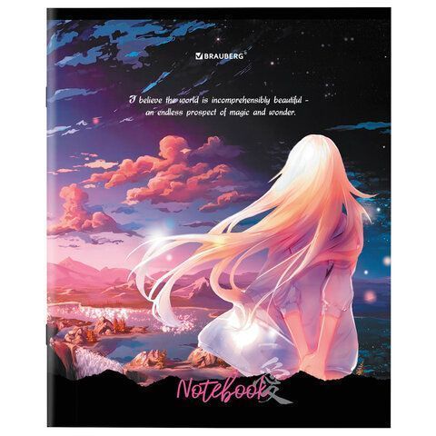 Тетрадь 48л А5 клетка обложка картон BRAUBERG Anime 1/10/100