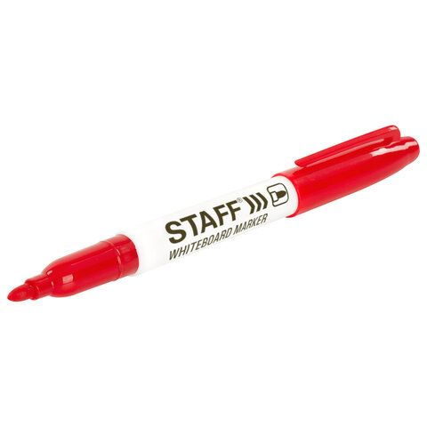 Маркер для доски красный 2,5мм тонкий корпус круглый наконечник STAFF 1/12