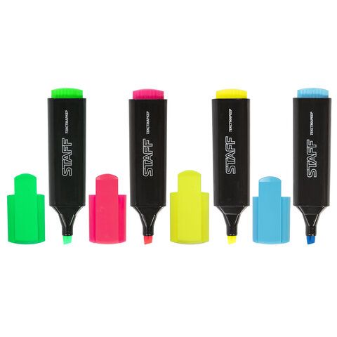 Текстмаркеры НАБОР 4шт (лим., зел., гол., роз.) STF2100 STAFF Manager 1/24