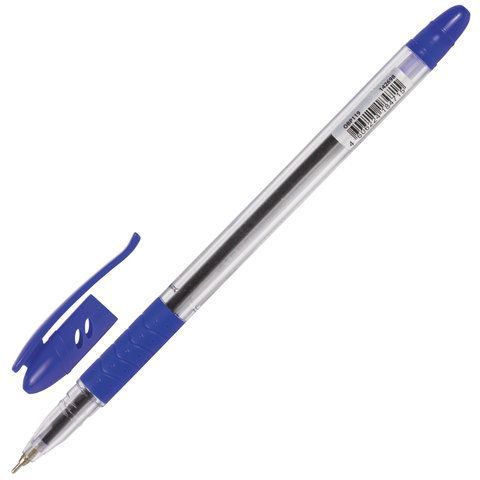 Ручка шариковая масляная синяя 0,7мм линия 0,35мм корпус прозр, BRAUBERG Glass 1/12/1200