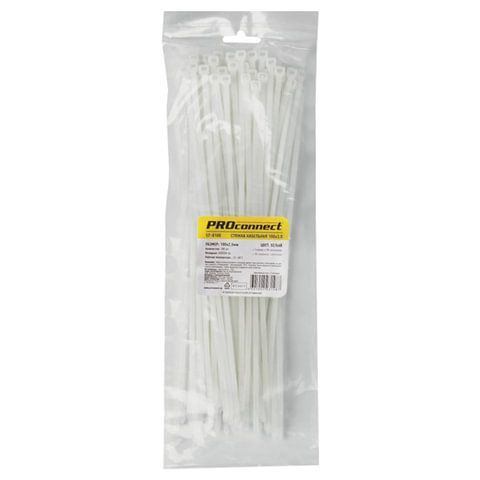 Хомуты (стяжки) нейлоновые 3,6ммх300мм комплект 100шт PROCONNECT белые 57-0300 1/100