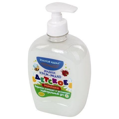 Мыло жидкое крем 500мл с дозатором Детское Ромашка ЗОЛОТОЙ ИДЕАЛ 1/12 (Клиент)