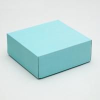 Коробка без окна 145х145х60мм картонная голубая квадрат 5/5