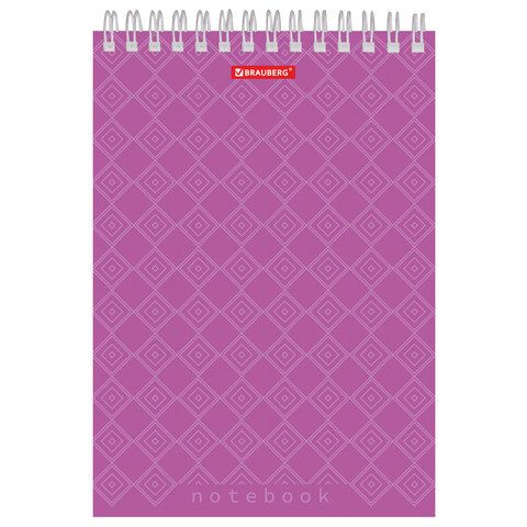 Блокнот 60л А5 145х205мм клетка спираль картон жесткая подложка BRAUBERG Классика 1/4/64