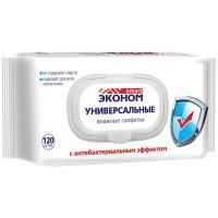 Салфетки влажные Эконом Smart Антибактериальные универсальные клапан (120) 1/16