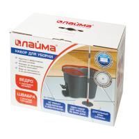 Набор для уборки ведро 14л/7л с отжимом и педалью швабра с круглой насадкой ЛАЙМА 1/4
